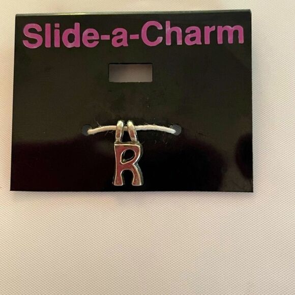 NWT! Silver tone 0.25” Slide-A-Charm Letter “R” charm with jump hood - Picture 1 of 1